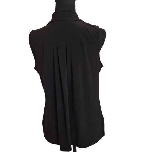 Tommy Hilfiger Womens Black Sleeveless Button Front Blouse Size Medium - Picture 3 of 9